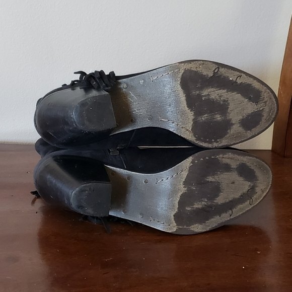 Sam Edelman Women's Louie Black Suede Fringe Ankle Zip Up Boots Size 7 - Picture 11 of 11